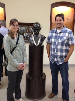 Jocelyn, Josh, and a statue of Ghandi 